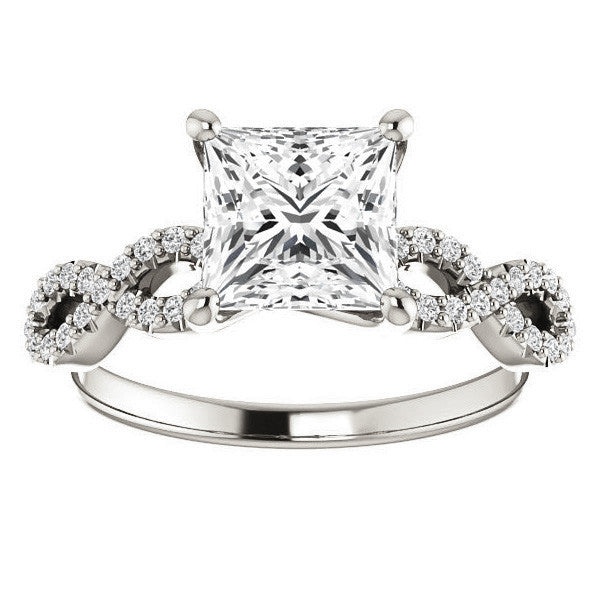 Princess cut Moissanite & Diamond Infinity Engagement Ring