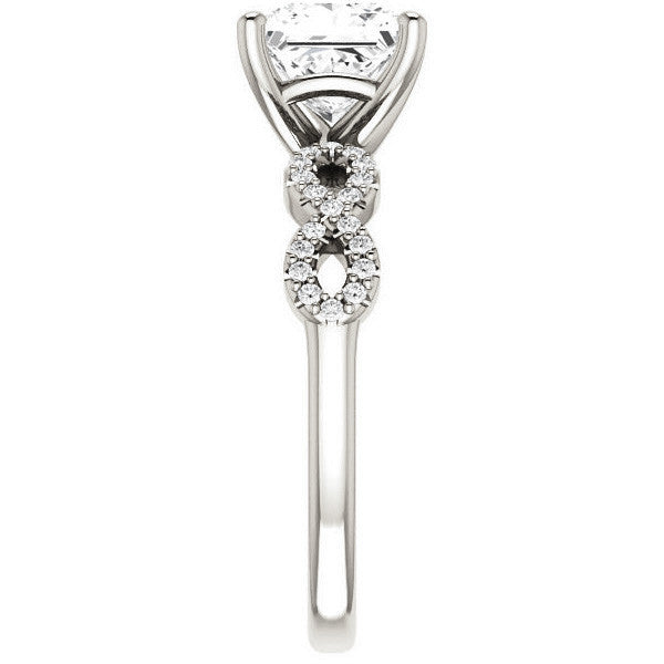 Princess cut Moissanite & Diamond Infinity Engagement Ring