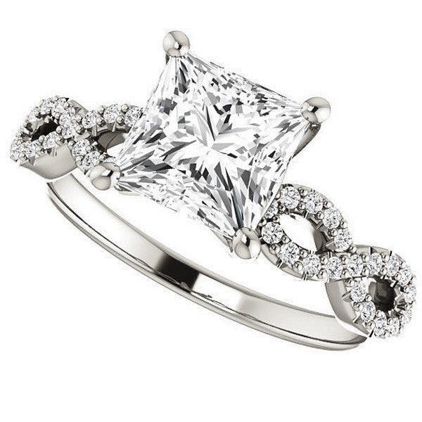 Princess cut Moissanite & Diamond Infinity Engagement Ring