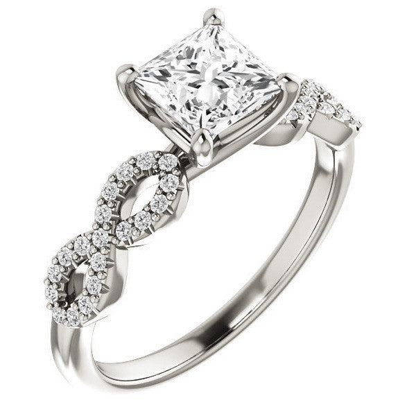 Princess cut Moissanite & Diamond Infinity Engagement Ring