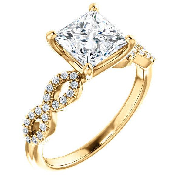 Princess cut Moissanite & Diamond Infinity Engagement Ring