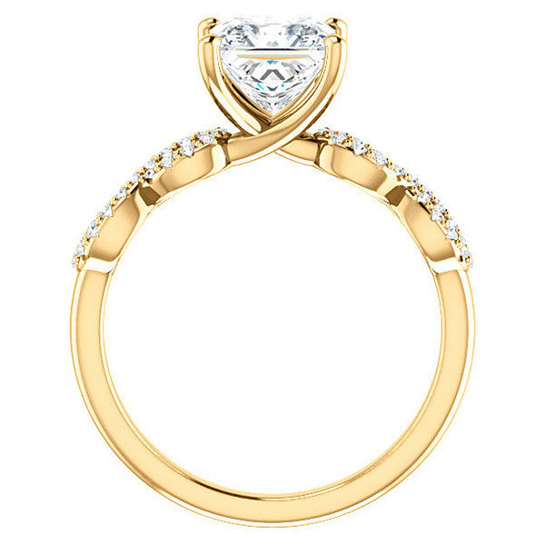 Princess cut Moissanite & Diamond Infinity Engagement Ring