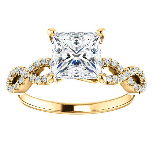 Princess cut Moissanite & Diamond Infinity Engagement Ring