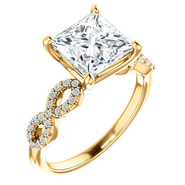 Princess cut Moissanite & Diamond Infinity Engagement Ring