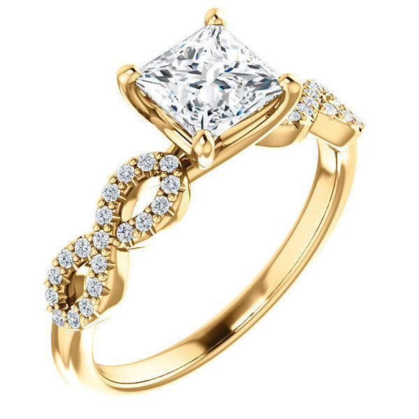 Princess cut Moissanite & Diamond Infinity Engagement Ring