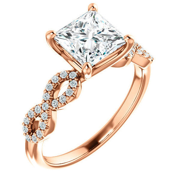 Princess cut Moissanite & Diamond Infinity Engagement Ring