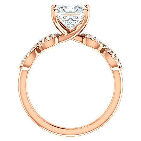 Princess cut Moissanite & Diamond Infinity Engagement Ring