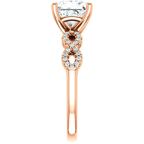 Princess cut Moissanite & Diamond Infinity Engagement Ring