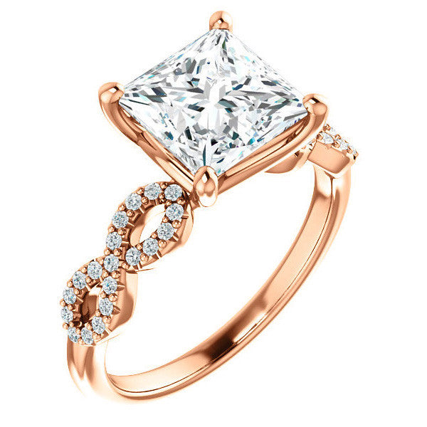 Princess cut Moissanite & Diamond Infinity Engagement Ring