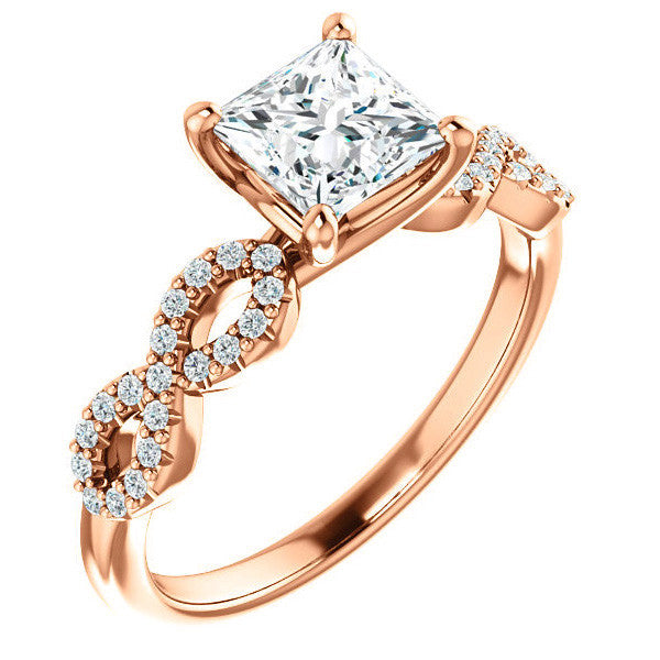 Princess cut Moissanite & Diamond Infinity Engagement Ring