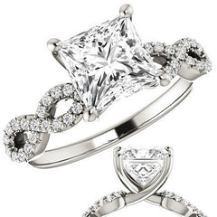 Princess cut Moissanite & Diamond Infinity Engagement Ring