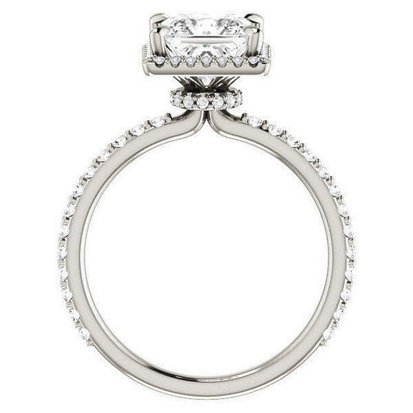 Princess cut Moissanite Halo Engagement Ring