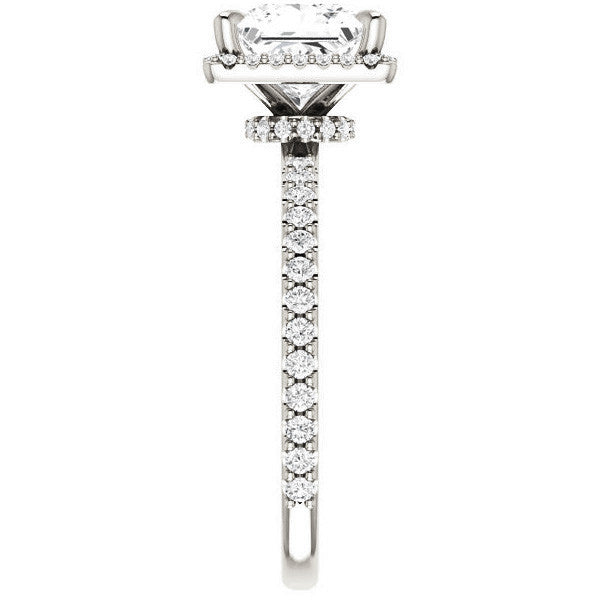Princess cut Moissanite Halo Engagement Ring