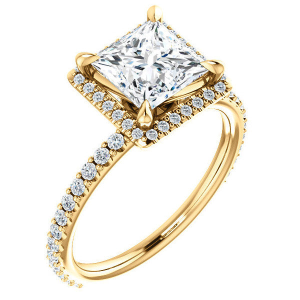 Princess cut Moissanite Halo Engagement Ring
