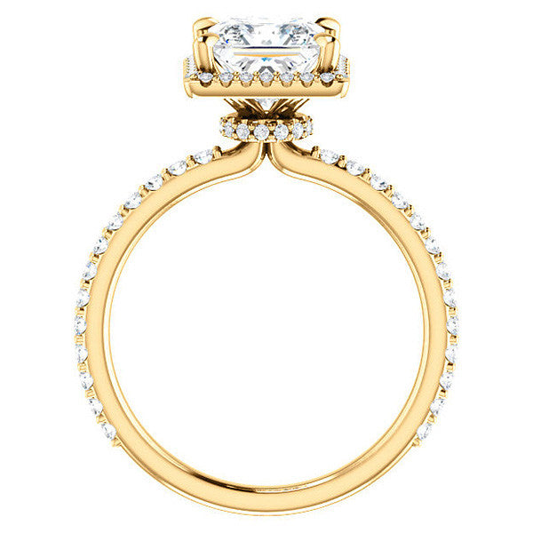 Princess cut Moissanite Halo Engagement Ring