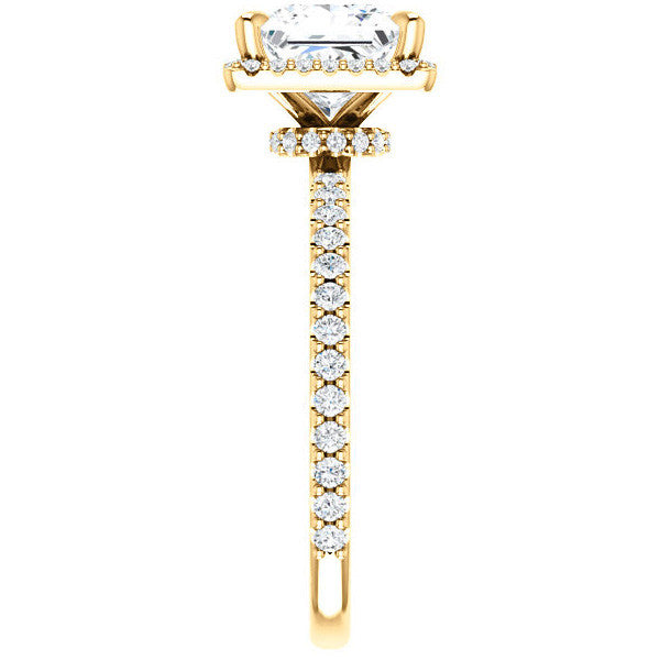 Princess cut Moissanite Halo Engagement Ring