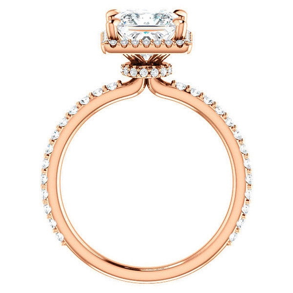 Princess cut Moissanite Halo Engagement Ring