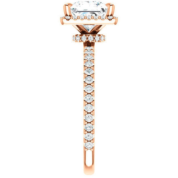 Princess cut Moissanite Halo Engagement Ring
