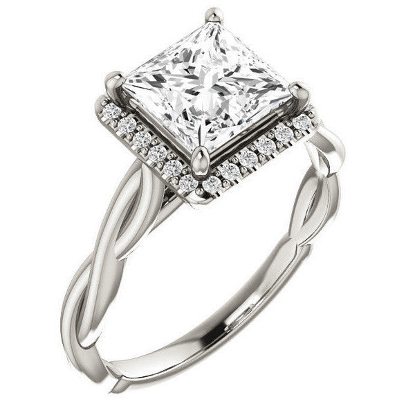 Princess Twisted Cathedral Halo Engagement Ring