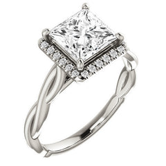 Princess Twisted Cathedral Halo Engagement Ring