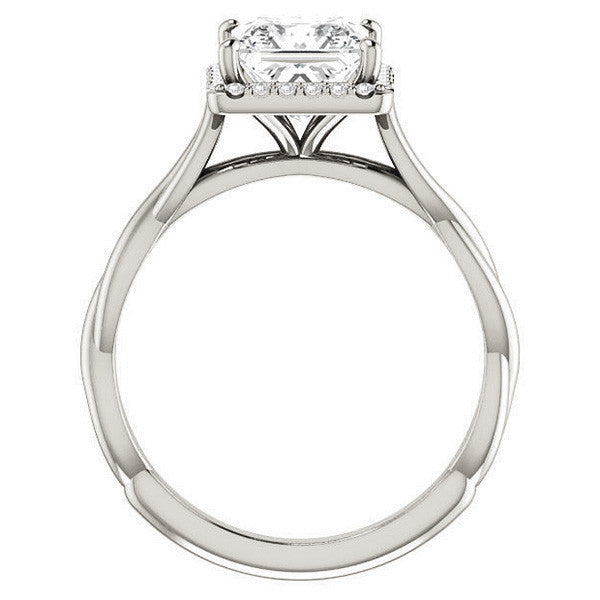Princess Twisted Cathedral Halo Engagement Ring