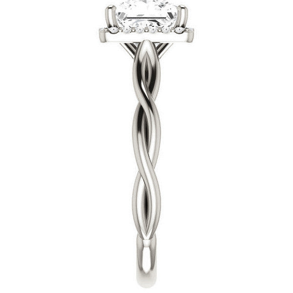 Princess Twisted Cathedral Halo Engagement Ring
