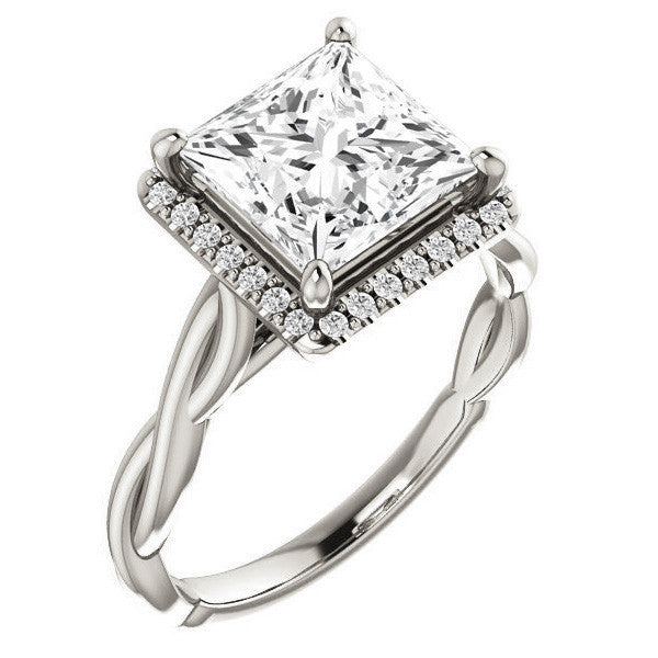 Princess Twisted Cathedral Halo Engagement Ring