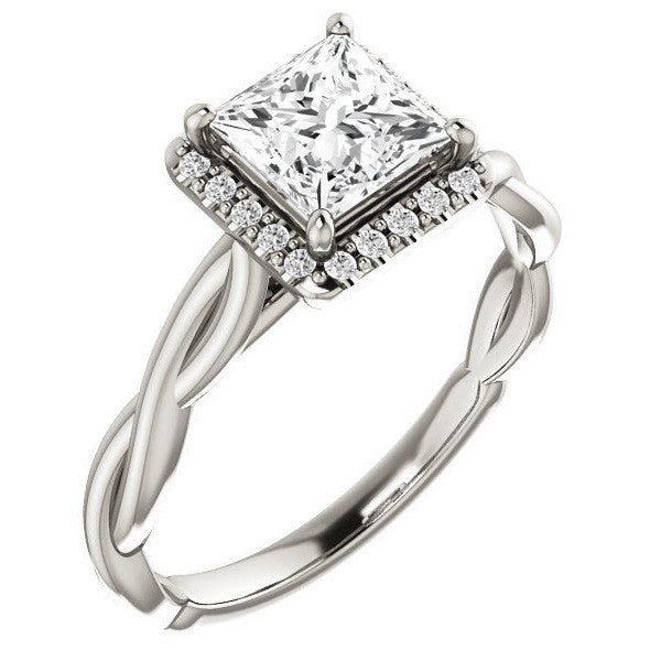 Princess Twisted Cathedral Halo Engagement Ring