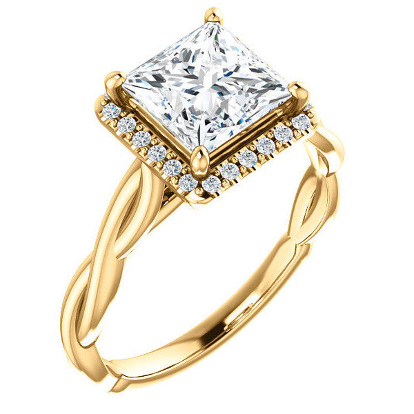 Princess Twisted Cathedral Halo Engagement Ring