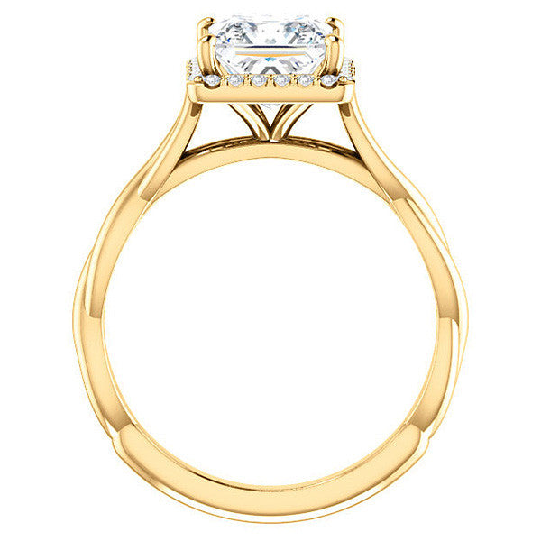 Princess Twisted Cathedral Halo Engagement Ring