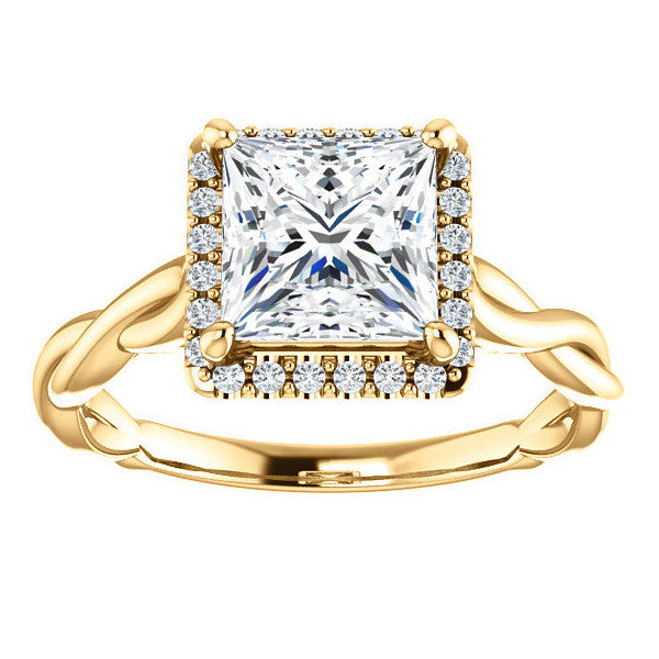 Princess Twisted Cathedral Halo Engagement Ring