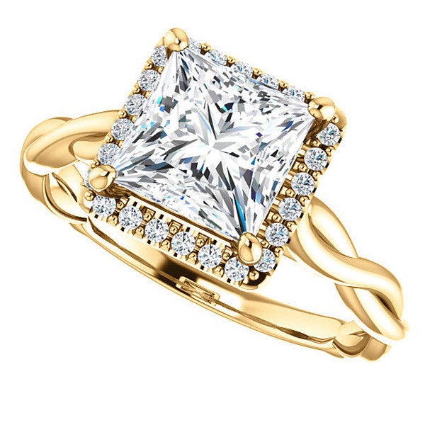 Princess Twisted Cathedral Halo Engagement Ring
