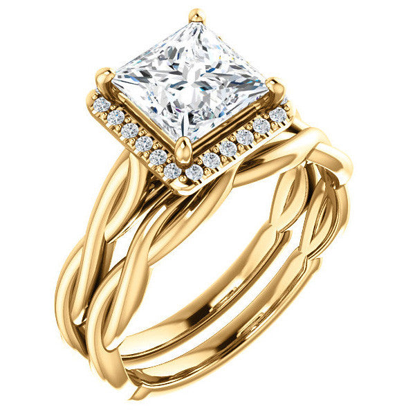 Princess Twisted Cathedral Halo Engagement Ring