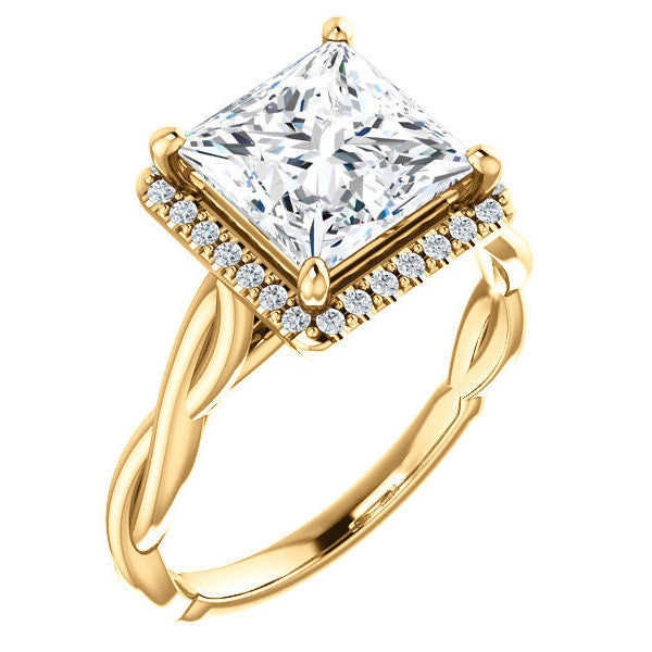 Princess Twisted Cathedral Halo Engagement Ring