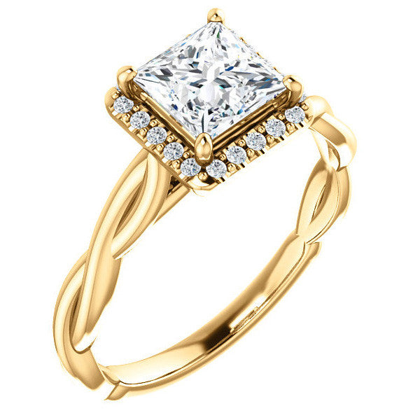 Princess Twisted Cathedral Halo Engagement Ring