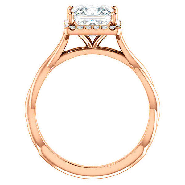 Princess Twisted Cathedral Halo Engagement Ring