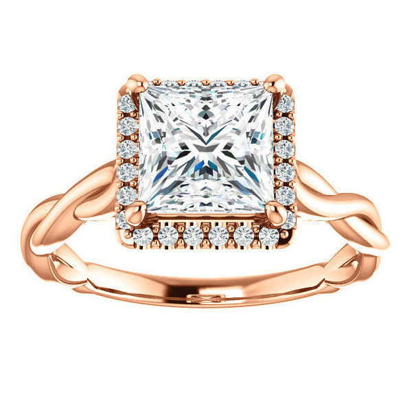 Princess Twisted Cathedral Halo Engagement Ring