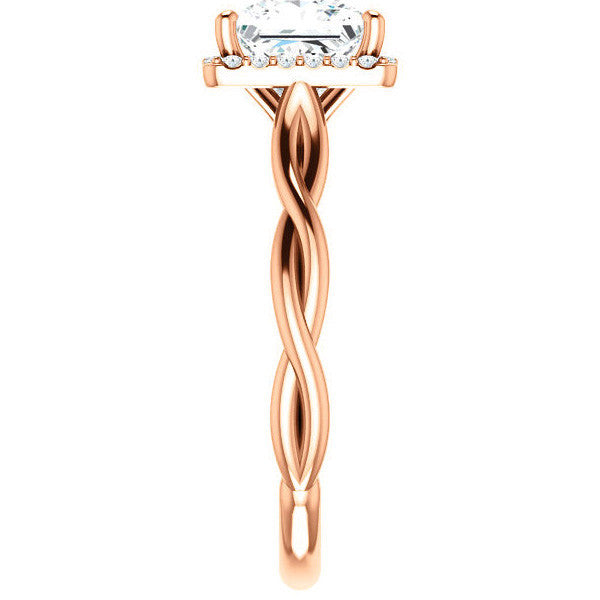 Princess Twisted Cathedral Halo Engagement Ring