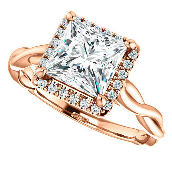 Princess Twisted Cathedral Halo Engagement Ring