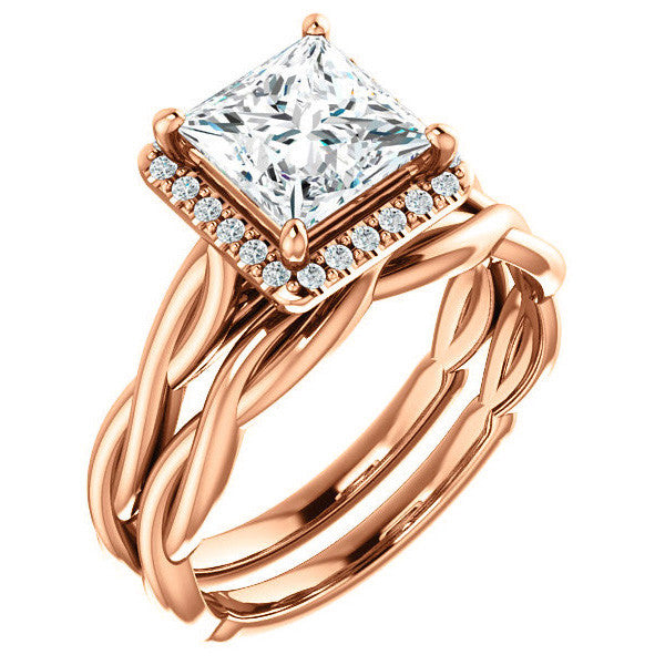 Princess Twisted Cathedral Halo Engagement Ring