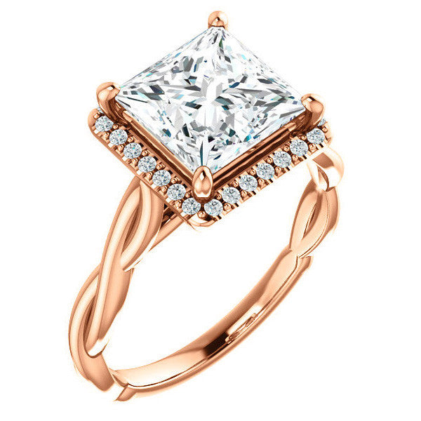 Princess Twisted Cathedral Halo Engagement Ring