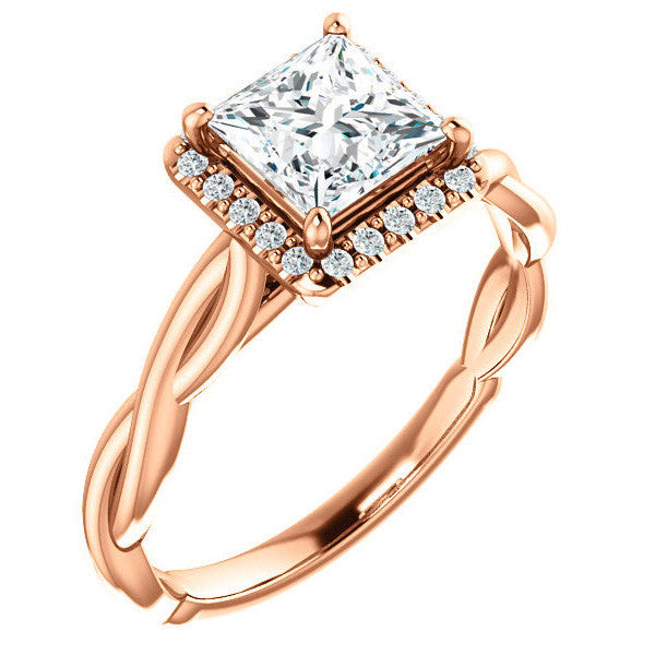 Princess Twisted Cathedral Halo Engagement Ring