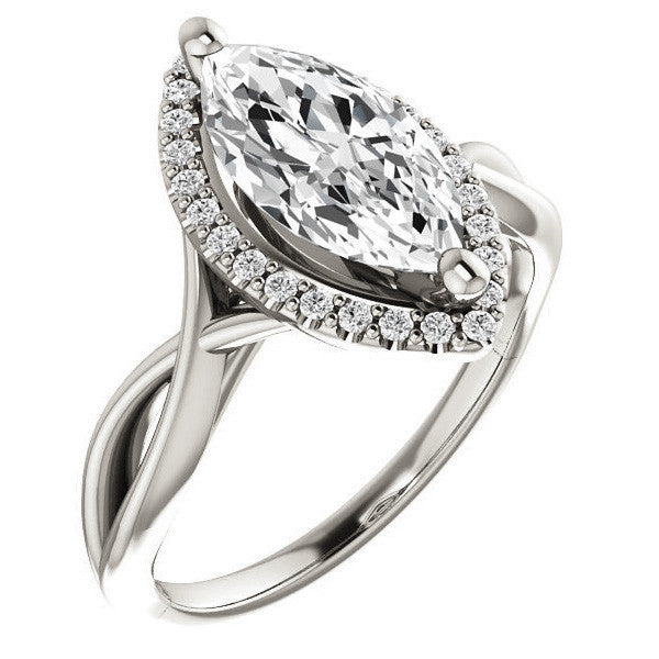 Marquise Split-Shank Halo Engagement Ring