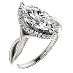 Marquise Split-Shank Halo Engagement Ring