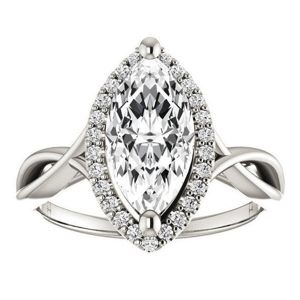 Marquise Split-Shank Halo Engagement Ring