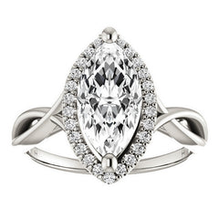 Marquise Split-Shank Halo Engagement Ring