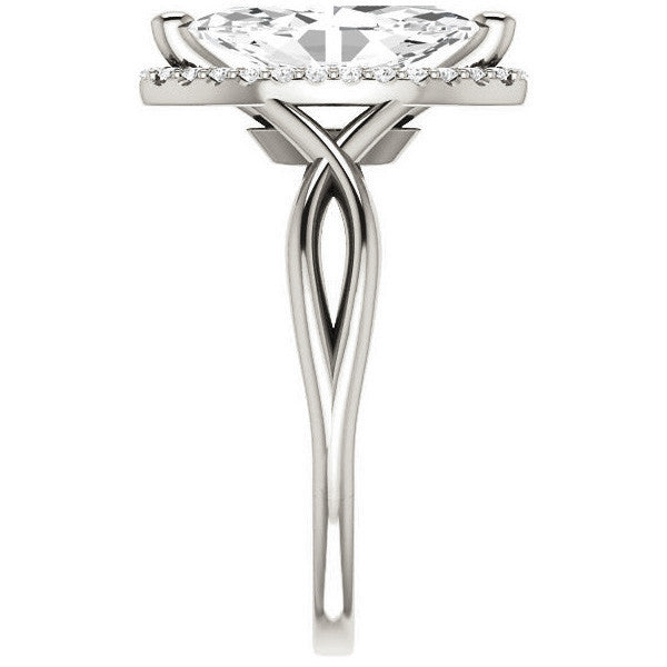 Marquise Split-Shank Halo Engagement Ring