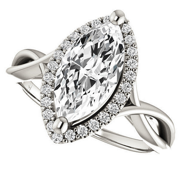 Marquise Split-Shank Halo Engagement Ring