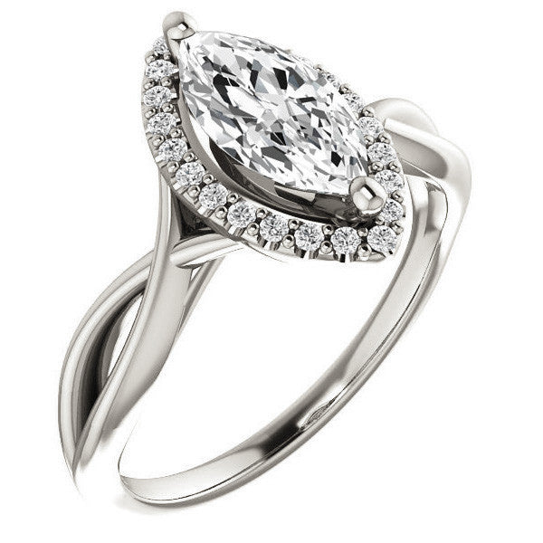 Marquise Split-Shank Halo Engagement Ring