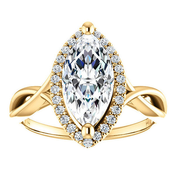 Marquise Split-Shank Halo Engagement Ring